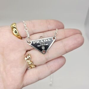 Authentic Prada Silver Triangle Necklace